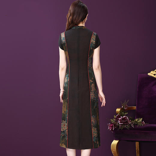 WXY-20059W夏装新款短袖小立领桑蚕丝连衣裙 商品图1