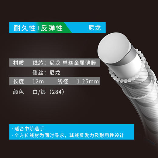 YONEX/尤尼克斯网球线网球拍线软线硬线舒适手感耐打耐用TGDW125 商品图4