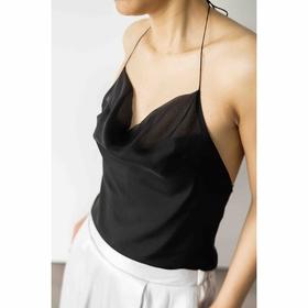 CG｜Silk Halter Top [真丝挂脖系细肩带露背上衣]