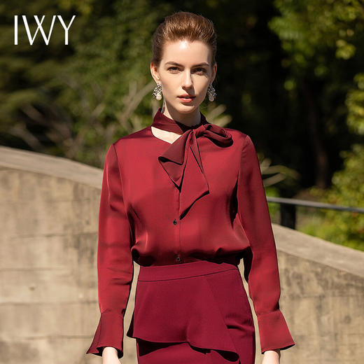 IWY/酒红色衬衫西装长裤半裙套装201044C1+S1+B1+P2 商品图12