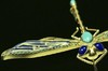 多米尼加蓝珀18K喷砂黄金镶钻蜻蜓胸针 绿松点缀 商品缩略图5