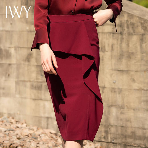 IWY/酒红色衬衫西装长裤半裙套装201044C1+S1+B1+P2 商品图13