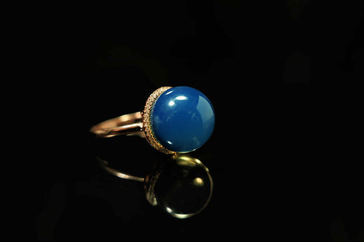 素雅·墨西哥蓝珀18k玫瑰金镶钻戒指 商品图1