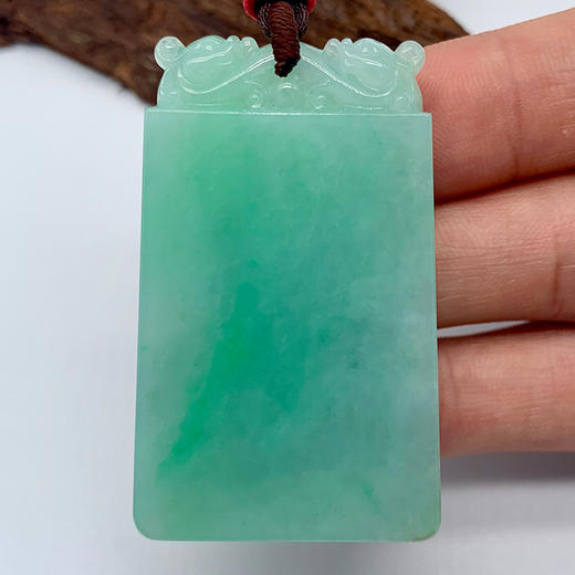 派瑞翡翠 翡翠平安无事牌 糯种 绿色 商品图2