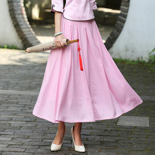 JT-9092新款春夏时尚文艺风复古高腰棉麻半身裙 商品图0