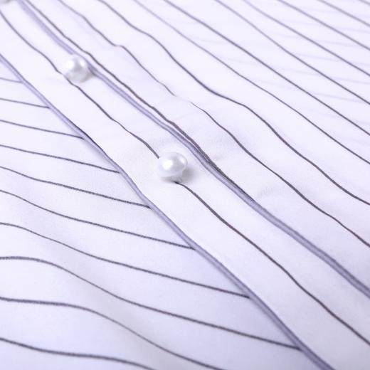 纺丝睡衣套装女条纹开衫翻领休闲长袖长裤家居服JJTY563 商品图2