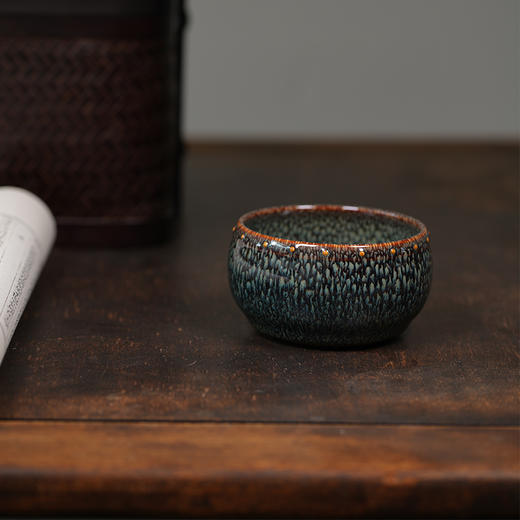 龙德堂陶艺 范泽锋烧 星月 蟹眼天目盏 款式一《金鼓蝉鸣》 库存咨询客服 商品图0