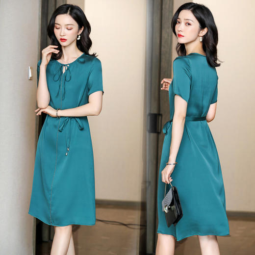 上海旗袍厂ASE-2255系带气质真丝连衣裙 商品图1
