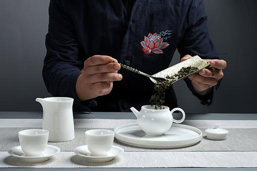 德化陶瓷 岩韵系列16头盖碗套组