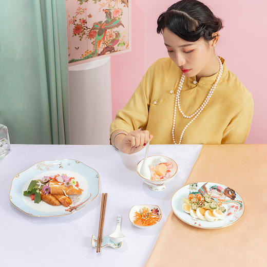 奥唯 ·「百鸟朝凤」国风系列餐具，碗盘家用碗碟景德镇餐具 商品图2