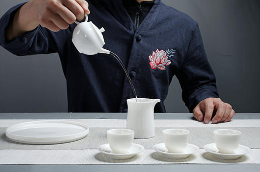 德化陶瓷 岩韵系列16头盖碗套组