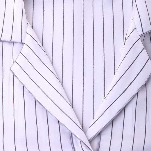 纺丝睡衣套装女条纹开衫翻领休闲长袖长裤家居服JJTY563 商品图1