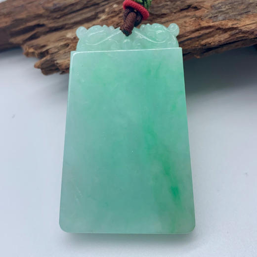 派瑞翡翠 翡翠平安无事牌 糯种 绿色 商品图1