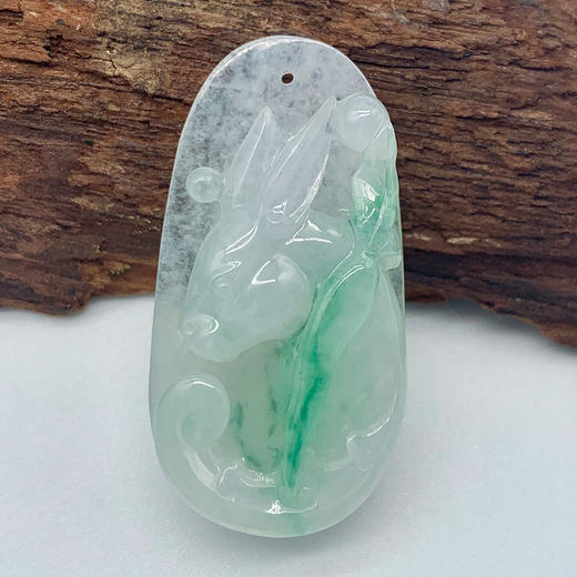 派瑞翡翠 翡翠兔子 糯种 绿色 商品图0