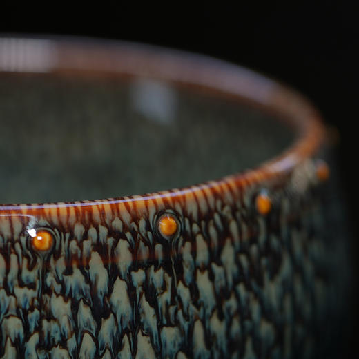 龙德堂陶艺 范泽锋烧 星月 蟹眼天目盏 款式一《金鼓蝉鸣》 库存咨询客服 商品图1