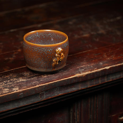 龙德堂陶艺 范泽锋烧 星月 天目盏《青松挺直》 (库存请咨询客服) 商品图1