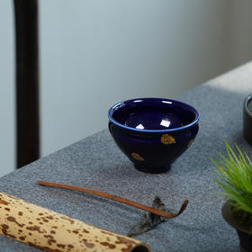 龙德堂陶艺 范泽锋烧 星月 天目盏《蓝宝国王》紫砂胎 库存请咨询