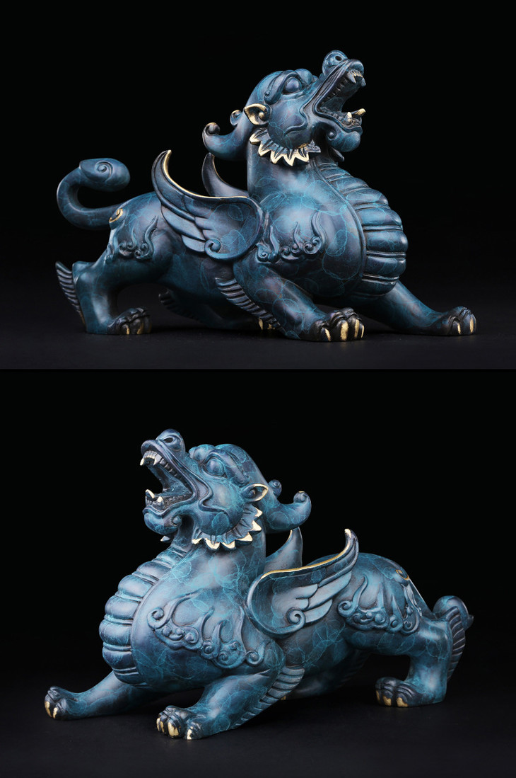 太清铜彩霸王貔貅摆件