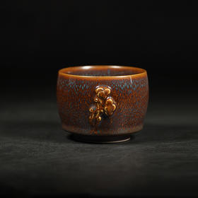 龙德堂陶艺 范泽锋烧 星月 天目盏《青松挺直》 (库存请咨询客服)