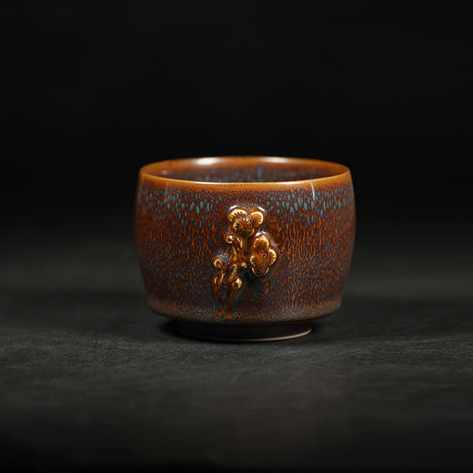 龙德堂陶艺 范泽锋烧 星月 天目盏《青松挺直》 (库存请咨询客服) 商品图0