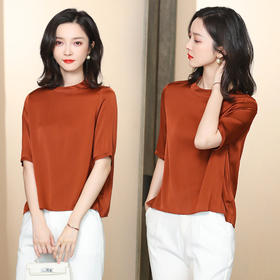 上海旗袍厂ASE-3356时尚纯色气质真丝短袖衬衫