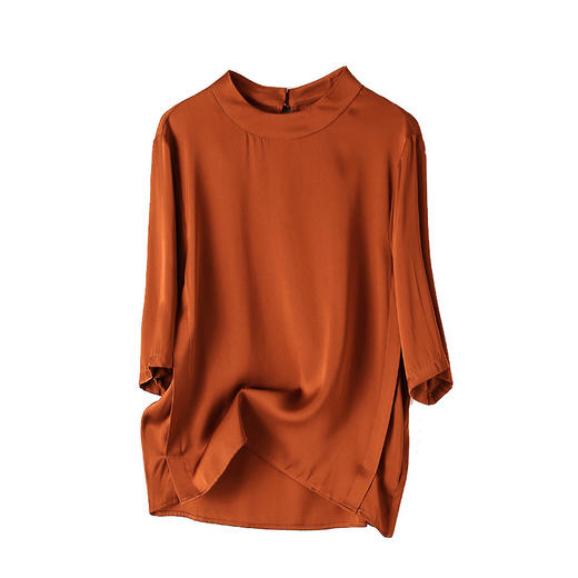 上海旗袍厂ASE-3356时尚纯色气质真丝短袖衬衫 商品图4