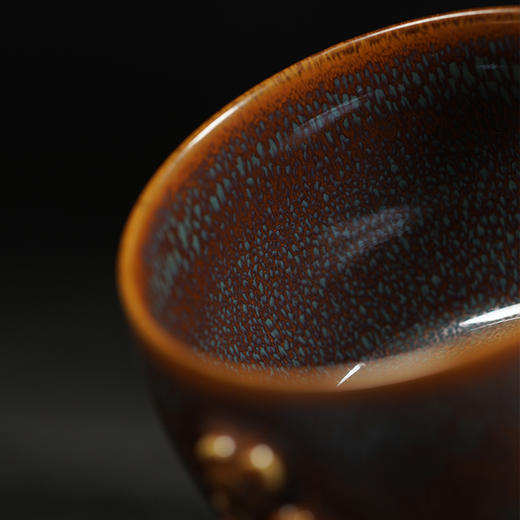 龙德堂陶艺 范泽锋烧 星月 天目盏《青松挺直》 (库存请咨询客服) 商品图3