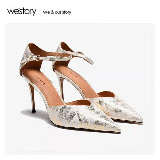 westory夏新品包头蛇纹高跟细跟网红ins潮凉鞋60701 商品图3