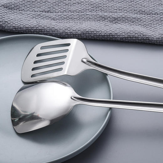 （新品隔热厨具5件套）木纹柄不锈钢锅铲，汤勺，煎铲，漏勺，饭勺隔热厨具用品厨房炒菜套装WY 商品图6