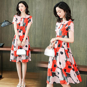 上海旗袍厂ASE-2267收腰印花时尚真丝连衣裙