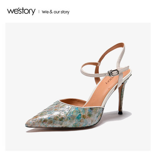 westory2020年夏新品包头高跟蛇纹细跟流行网红ins凉鞋W20BH60711 商品图2