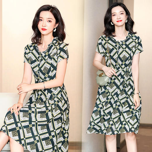 上海旗袍厂ASE-2267收腰印花时尚真丝连衣裙 商品图2