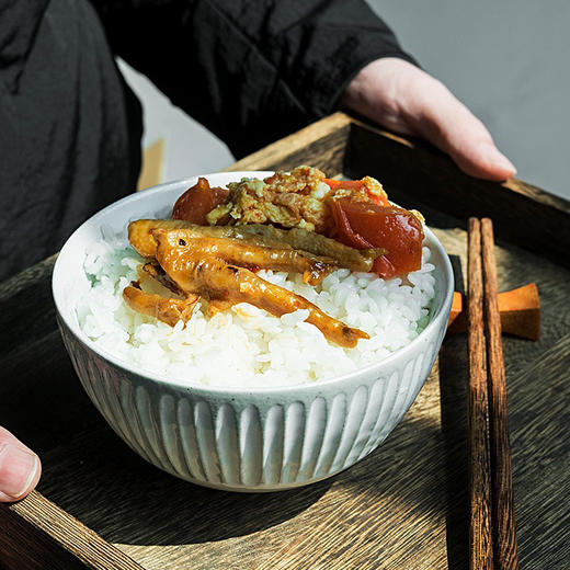 自然选物日常好用的条纹粗陶饭碗吃饭碗
