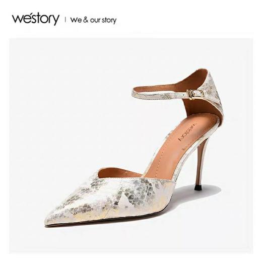 westory夏新品包头蛇纹高跟细跟网红ins潮凉鞋60701 商品图2