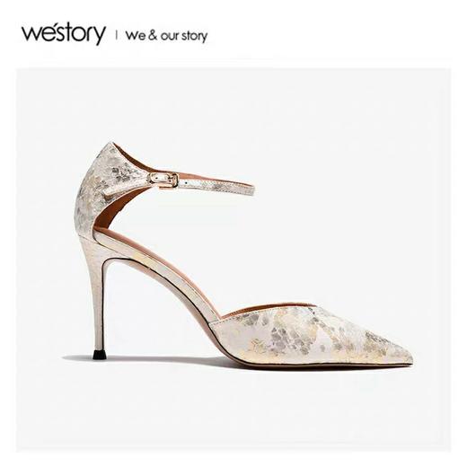westory夏新品包头蛇纹高跟细跟网红ins潮凉鞋60701 商品图1
