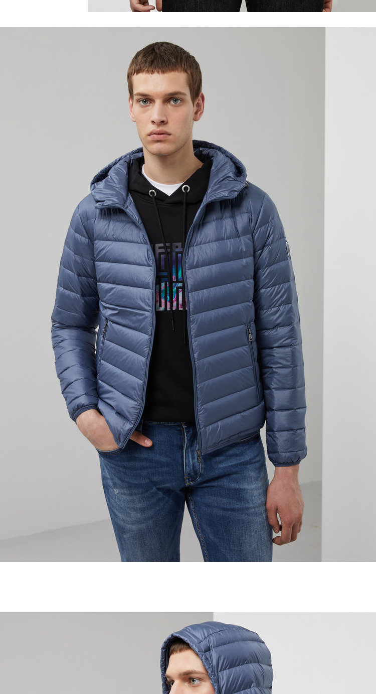 直充绒波司登轻薄羽绒服男短款秋新款连帽休闲外套b90131017