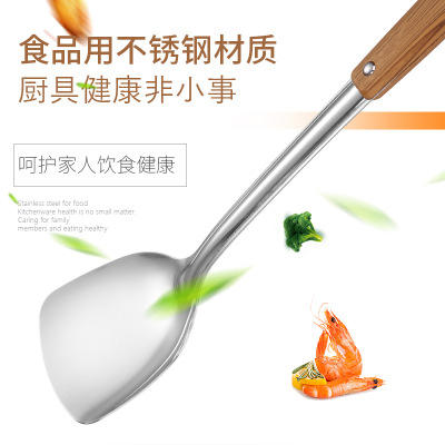 （新品隔热厨具5件套）木纹柄不锈钢锅铲，汤勺，煎铲，漏勺，饭勺隔热厨具用品厨房炒菜套装WY 商品图3