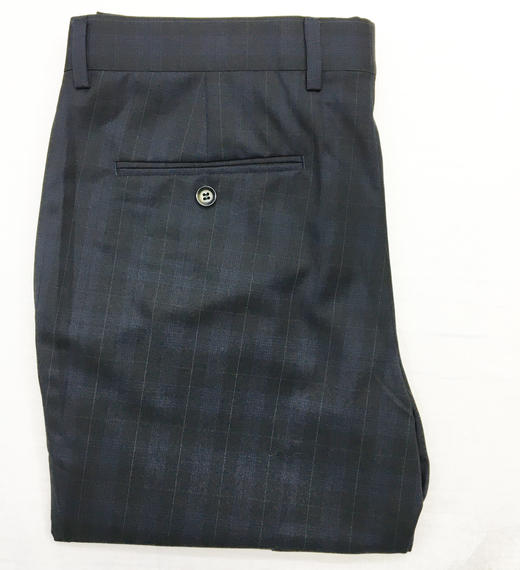 Marco Azzali 藏青色格子毛西裤P3105400 商品图2