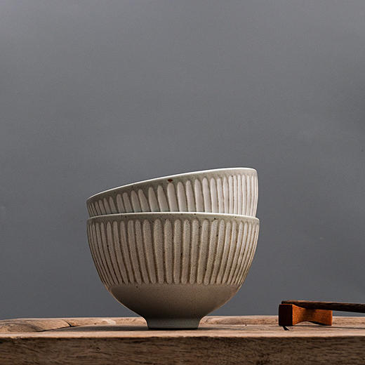 自然选物日常好用的条纹粗陶饭碗吃饭碗