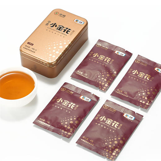 中茶湖南安化黑茶 HTK0103小金花16g 便携小铁盒4袋入湖南安化黑茶金花茯茶 商品图0