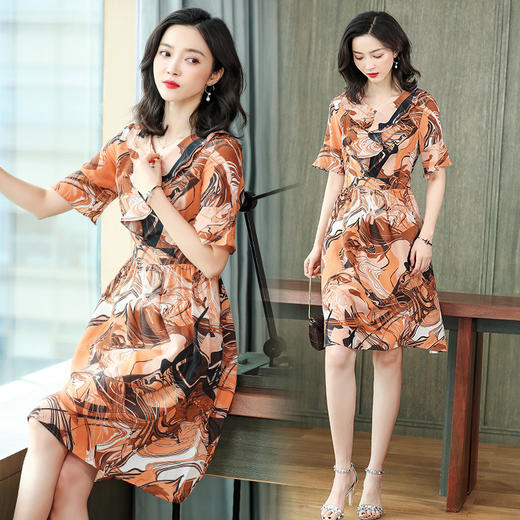上海旗袍厂ASE-2268时尚优雅名媛真丝连衣裙 商品图0