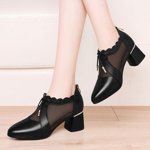 CQZ-TB592558891699新款韩版磨砂圆头中跟水钻镂空凉鞋 商品图0