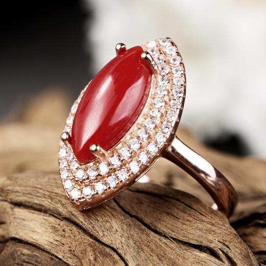 三井大克拉红珊瑚戒指央广独供 货号128388