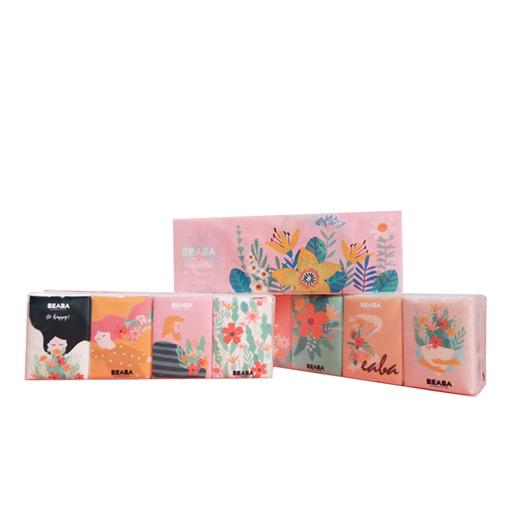 BEABA碧芭宝贝纸巾手帕纸4层8抽 8包 小包便携柔软耐拉扯纸巾 商品图0