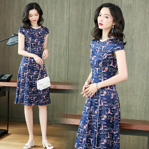 上海旗袍厂ASE-2266圆领气质真丝连衣裙 商品图0