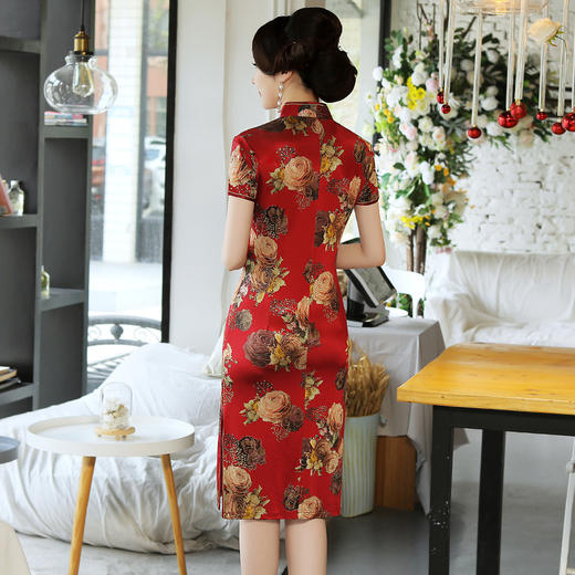 MQ-18Q332夏季新款中长款良水滴领修身大码旗袍YY 商品图3