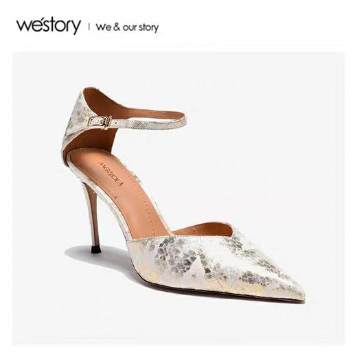 westory夏新品包头蛇纹高跟细跟网红ins潮凉鞋60701 商品图4