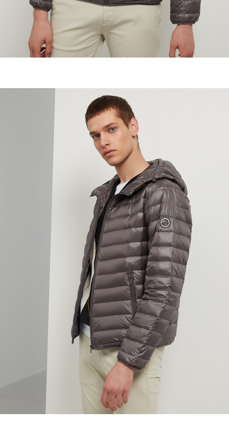 直充绒波司登轻薄羽绒服男短款秋新款连帽休闲外套b90131017