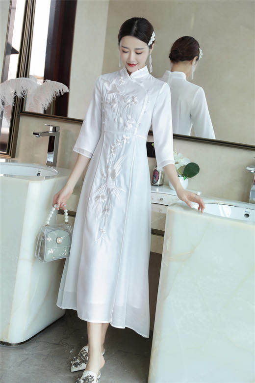 QZYC-2003新品复古文艺中国风连衣裙女装改良旗袍长款气质茶服WY 商品图1