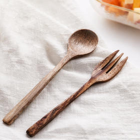 【柚木甜品叉勺】泰国柚木实木叉泡面点心糕点木质餐具木勺木铲柚木勺叉